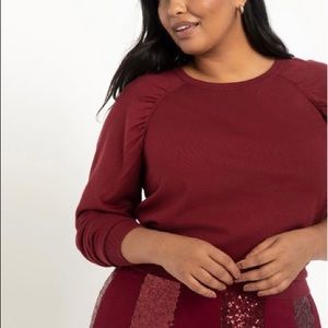 Eloquii Gathered Raglan Sleeve Sweater